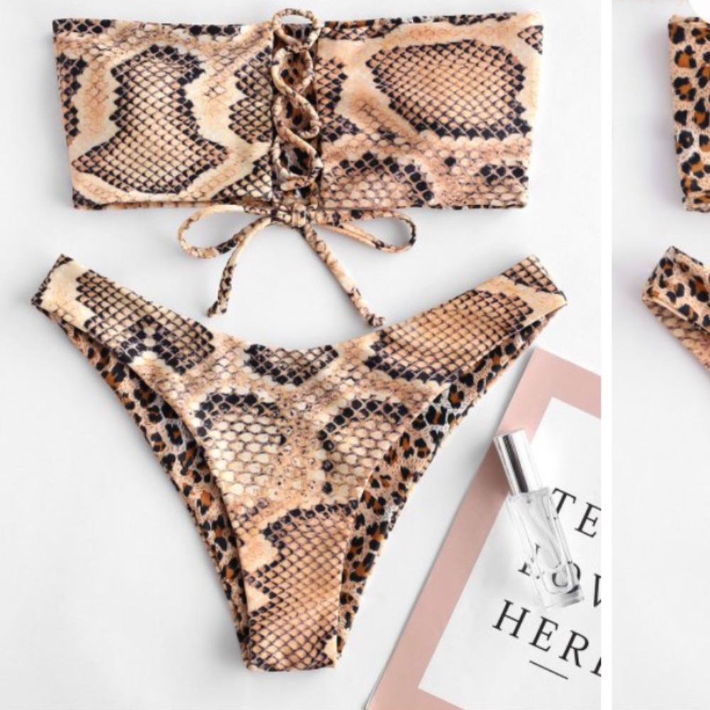 Zaful animal print snakeskin reversible bikini